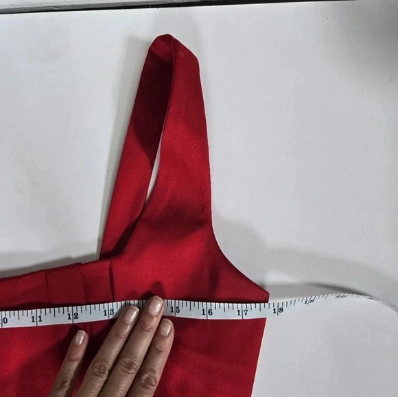 Calvin Klein red stretch satin formal date night mini dress sz 10 - Picture 15 of 17